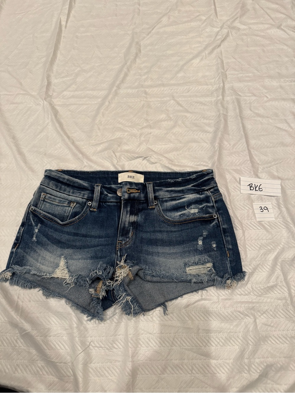 BKE Dark Blue Distressed Denim Shorts Stella size 26 low rise